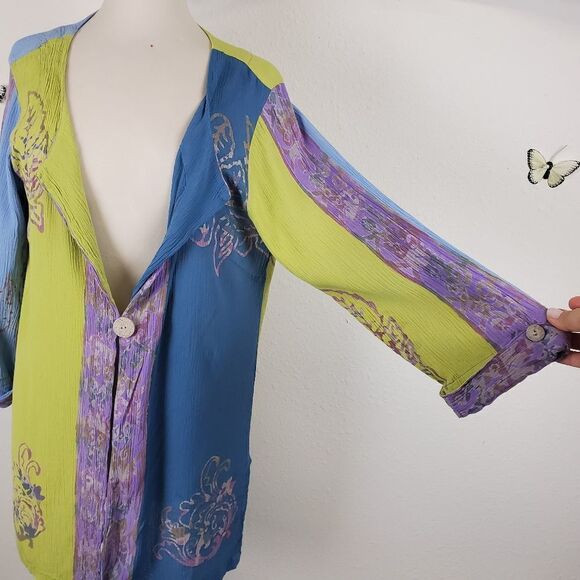 Soft surroundings color block batik kimono topper - Picture 6 of 8